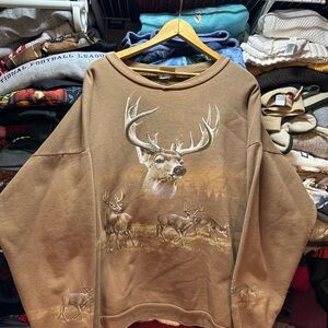 Vintage Artisans Designs Nature Wildlife Deer AOP Sweater Men’s XL